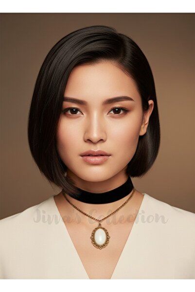 Jivva's Collection Vintage Black Velvet Choker & Antique Oval Stone Necklace ...