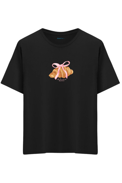 BetterThanCo Croissant Printed Crew Neck Oversized T-Shirt