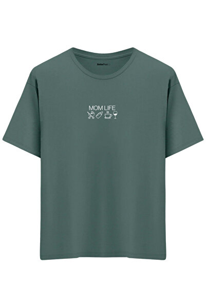 BetterThanCo Mom Life Printed Crew Neck Oversized T-Shirt