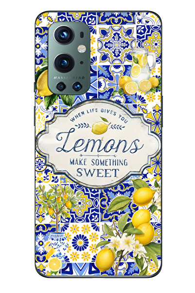 FLAMENKO حافظة هاتف شفافة متوافقة مع ون بلس 9 برو ليمون منقوش