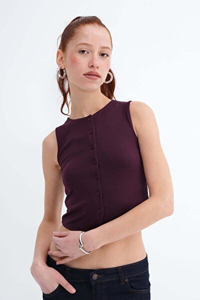 Addax Crew Neck Buttoned Vest Y0625