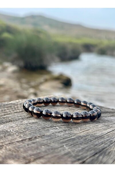 Zodyak Doğal Taş سوار من حجر الكوارتز الدخاني مقاس 8 مم للرجال والنساء من الح...