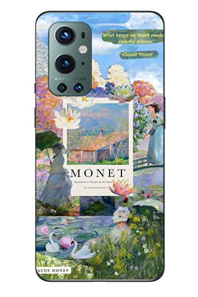 FLAMENKO حافظة هاتف شفافة متوافقة مع One Plus 9 Pro من Monet Kolaj منقوش