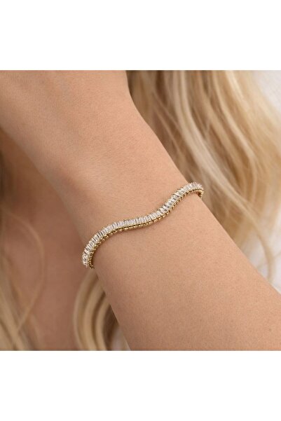 MatmazelLavinya Wavy Waterway Zircon Stone Gold Bracelet