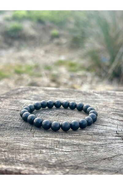 Zodyak Doğal Taş 8 mm Shungite Stone Men Women Natural Stone Bracelet Aaa Qua...