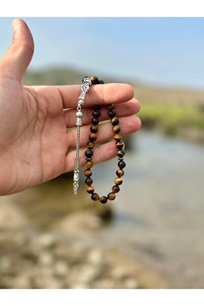 Zodyak Doğal Taş 33 Pieces Globe Cut Eye of the Dragon Prayers Beads