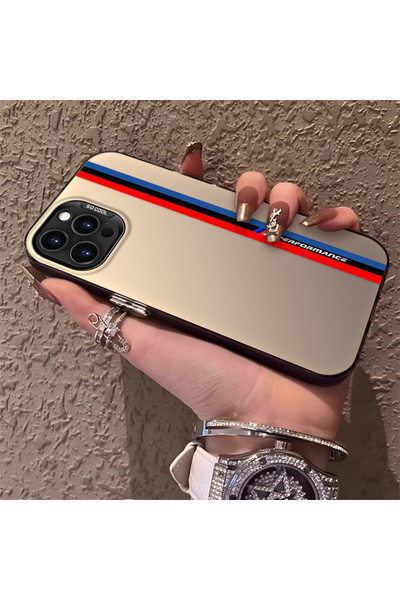 CHICASELUX iPhone 12 Pro Max ile Uyumlu Araba Logosu Silikon Kenar Sert Arka ...