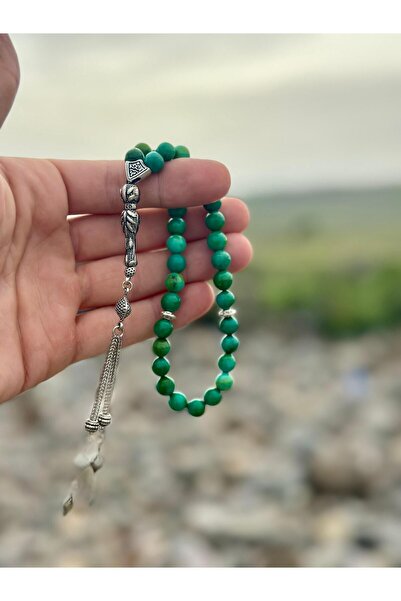 Zodyak Doğal Taş 33 Pieces of Globe-Cut Turquoise Prayers Beads