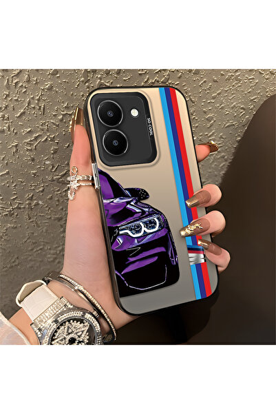 Hontinga حافظة هاتف Vivo Y36 5G متوافقة مع BMW منقوش مصنوعة من السيليكون ومضا...