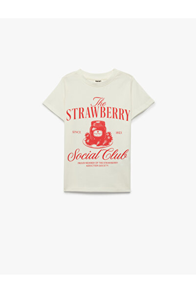 Koton με τύπωμα Κοντομάνικο μπλουζάκι με λαιμόκοψη ποδηλάτου Βαμβάκι φράουλες...