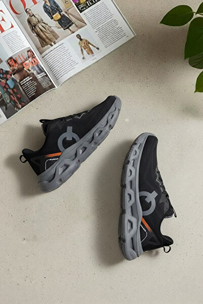 Ayakkabı Fuarı Elit ASENS4342 Erkek Klasik Sneaker Siyah - Füme