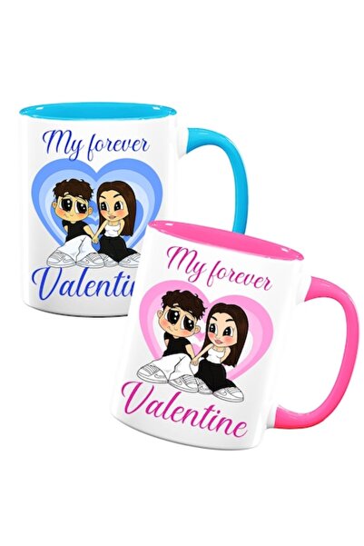 OEM Set of 2 mugs for lovers with message: My forever valentine