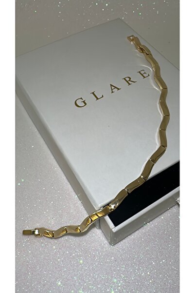 GLARE JEWELRY CO Xuping Model Gold Flat Zigzag Detailed Stainless Steel Brace...