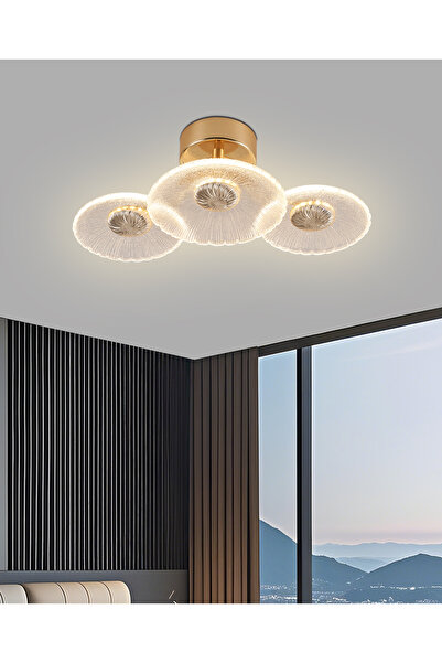 Apliqa Darra 3'Lü Gold 9 Watt Plafonyer 3 Renkli Led Avize