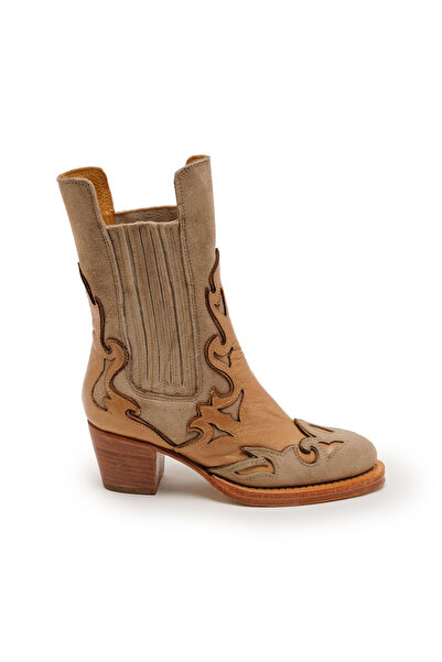 CANES AYAKKABI Çocuk Taba Deri & Süet Western Bot