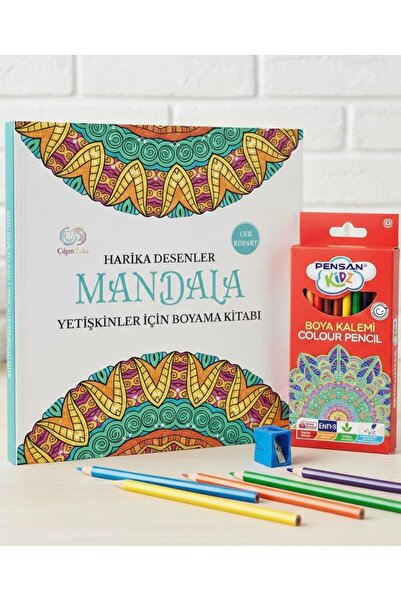 Çılgın Zeka Coloring book for adults with 12 color crayons - great patterns i...