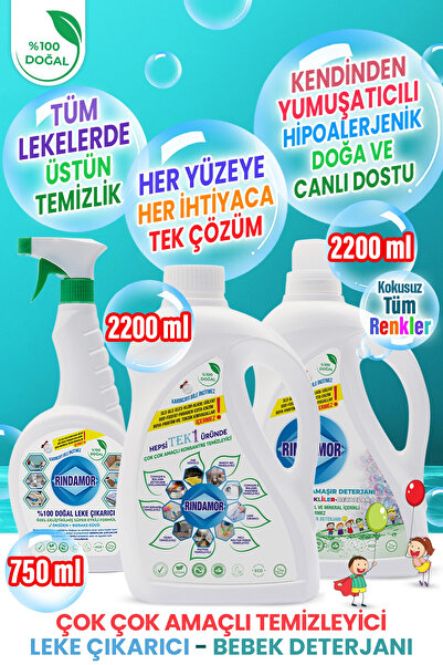 RINDAMOR %100 DOĞAL BİTKİSEL KOKUSUZ BEBEK ÇAMAŞIR DETERJANI-LEKE ÇIKARICI- Ç...
