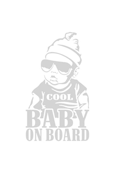 Universal Car Sticker 'Cool baby on board', 18x10cm, White