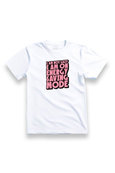 OEM Men's Cotton T-Shirt with Message: 'I am not lazy I am on energy saving m...