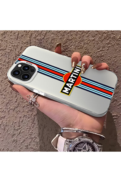 CHICASELUX iPhone 13 Pro ile Uyumlu Araba Logosu Silikon Kenar Sert Arka Anti...