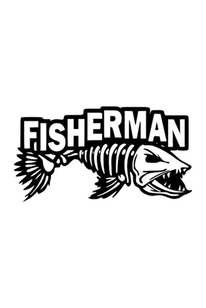 OEM Car Sticker 'Fisherman', 15cm, Black