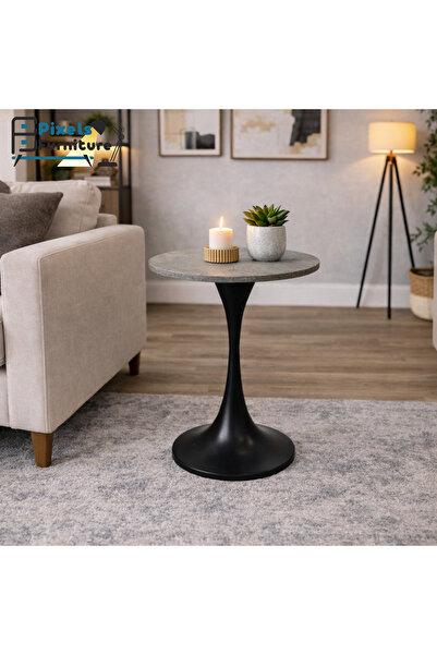 PixelsFurniture A round serving table from Pixel Furniture, with a wooden top...