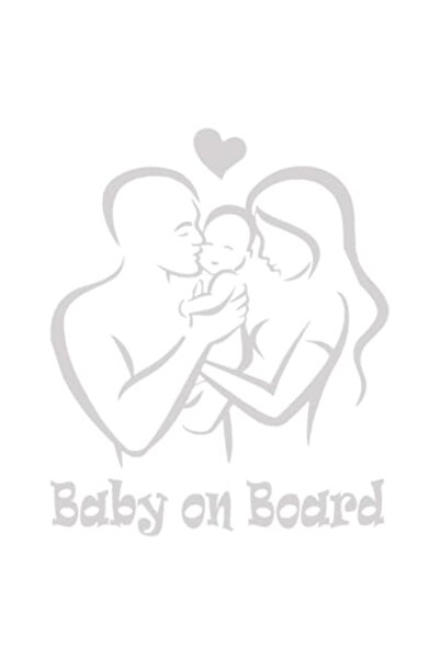 Universal Car Sticker 'Baby on board', Family Model, 20cm, White