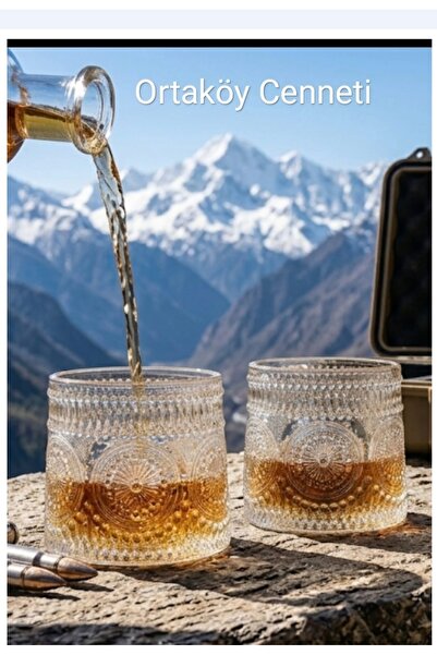 ORTAKÖY CENNETİ Cocktail Glass Viskil Glass 360 Rotating Glass Cup 160ml 2 Pc...