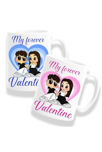 OEM Set of 2 mugs for lovers with message: My forever valentine