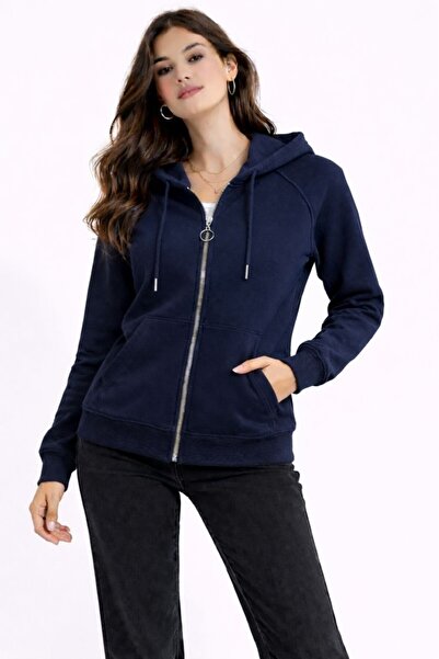 CGA Дамска суитшърт с качулка и цип Раглан ръкави Суитшърт с цип