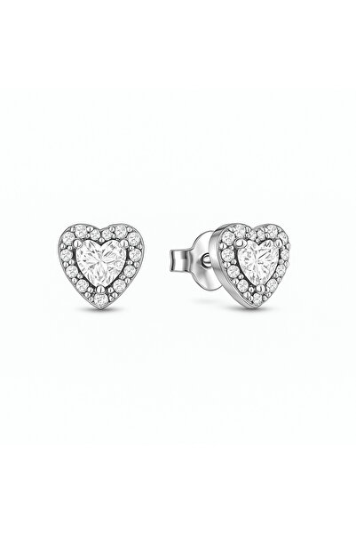 NOVVO White Heart Silver Earrings