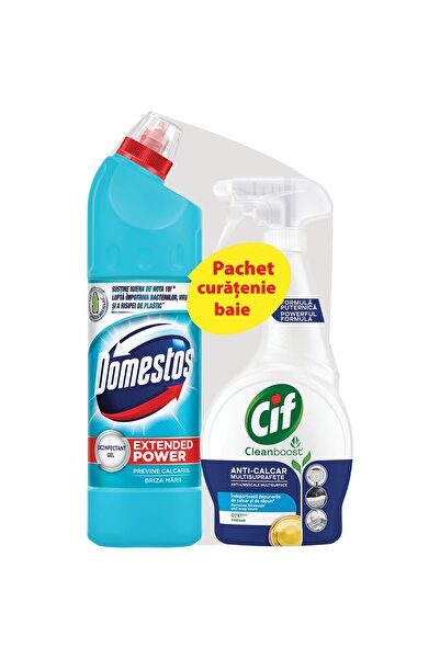 Domestos Pachet de curățare Atlantic, 750ml + Cif Spray de baie, 500ml