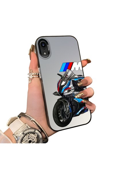 CHICASELUX Motorcycle Patterned Silicone Edge Hard Back Anti Fall Phone Case Compatible with iPhone Xr