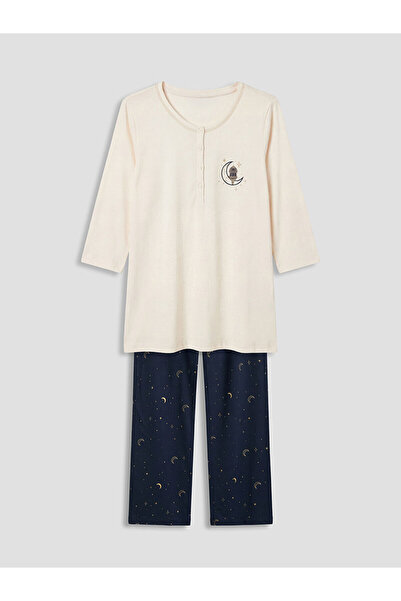 LC Waikiki Özmarka New Season Crew Neck Printed Women's Pajama Set