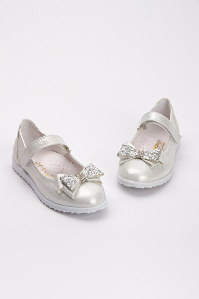 morbella Non-Slip Sole White Girls' Bow Ballerina Flats