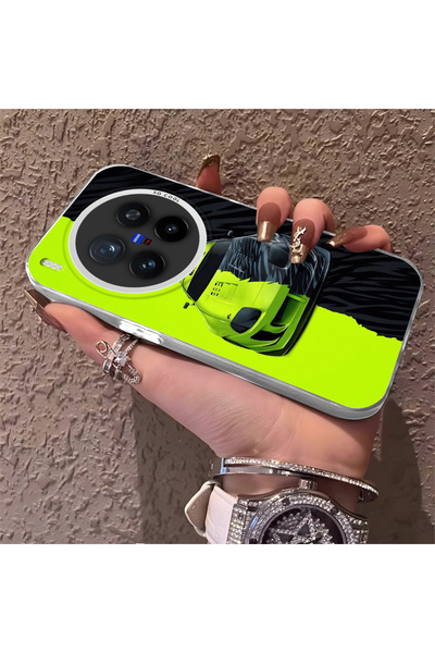 CHICASELUX حافظة هاتف لامبورغيني منقوش من السيليكون ذات حافة صلبة ومضادة للسق...