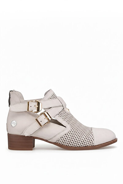 Mammamia D26Ya-7420 Women's Genuine Leather Classic Heeled Shoes Cream