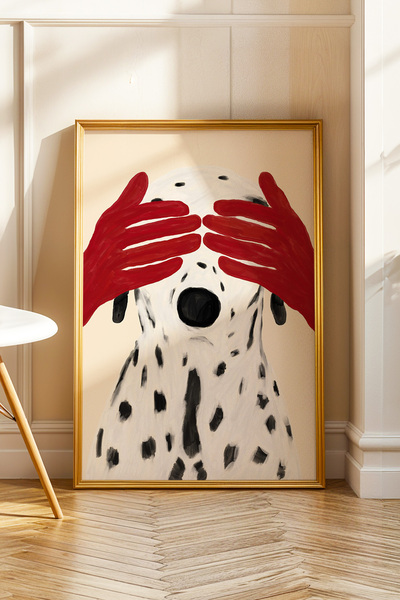 ArtDropsco Dalmaçyalı Köpek Tablosu Kırmızı Modern Duvar Tablosu Dekoratif Po...