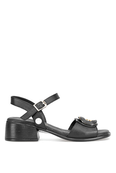 Mammamia D26Ys-2795 Women's Genuine Leather Heels Sandals Black