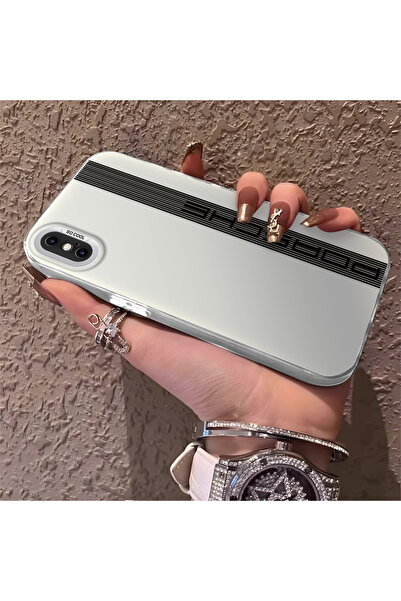 CHICASELUX iPhone X ile Uyumlu Porsche Desenli Silikon Kenar Sert Arka Anti D...