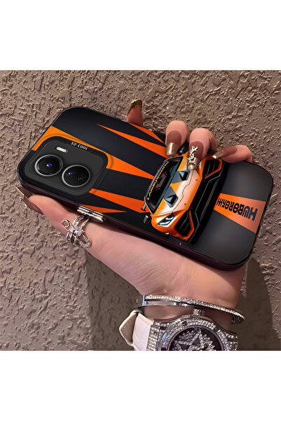 CHICASELUX حافظة هاتف لامبورغيني منقوش من السيليكون ذات حافة صلبة ومضادة للسق...
