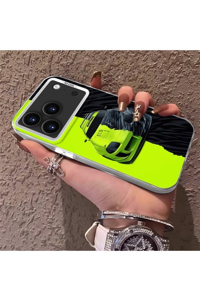 CHICASELUX حافظة هاتف لامبورغيني منقوش من السيليكون ذات حافة صلبة ومضادة للسق...