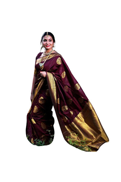 MYSMAR Magenta Lichi Silk Saree - MAF3060 | Magenta