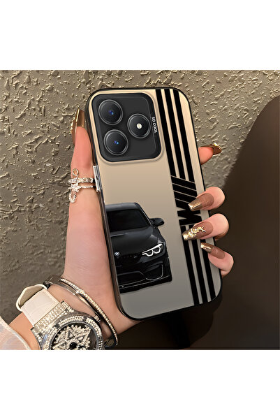 Hontinga حافظة هاتف متوافقة مع Realme C63 BMW منقوش ذات حافة من السيليكون وظه...