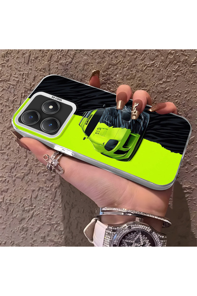 CHICASELUX حافظة هاتف لامبورغيني منقوش من السيليكون ذات حافة صلبة ومضادة للسق...