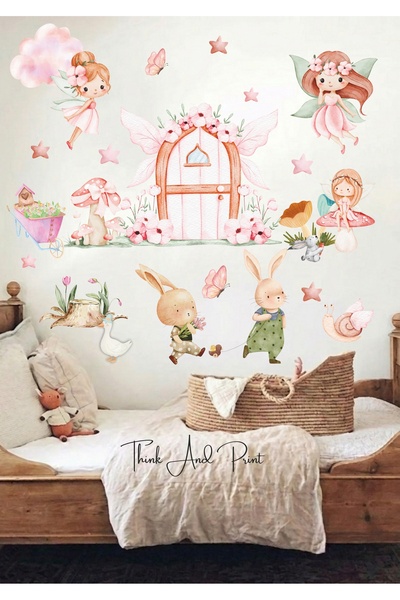 Think And Print Kız Çocuk & Bebek Odası Duvar Sticker Seti – Masalsı Peri ve ...