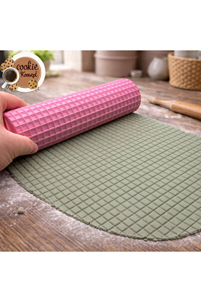 CookieKonsept Katmanlı Kare Dokulu Merdane #2 | Kurabiye, Şeker Hamuru ve Kil...