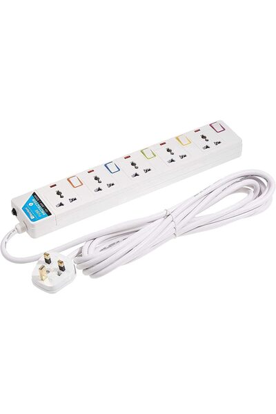 Pro Glaze سلك تمديد كهربائي عالمي من GLAZE، 5 منافذ، شريط طاقة بطول 3 أمتار