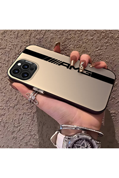 CHICASELUX iPhone 12 Pro Max ile Uyumlu AMG Desenli Silikon Kenar Sert Arka A...