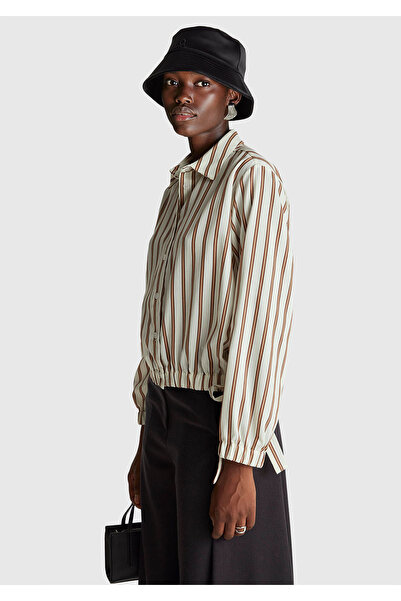 United Colors of Benetton Women's beige viscose blend relaxed fit shirt with ...